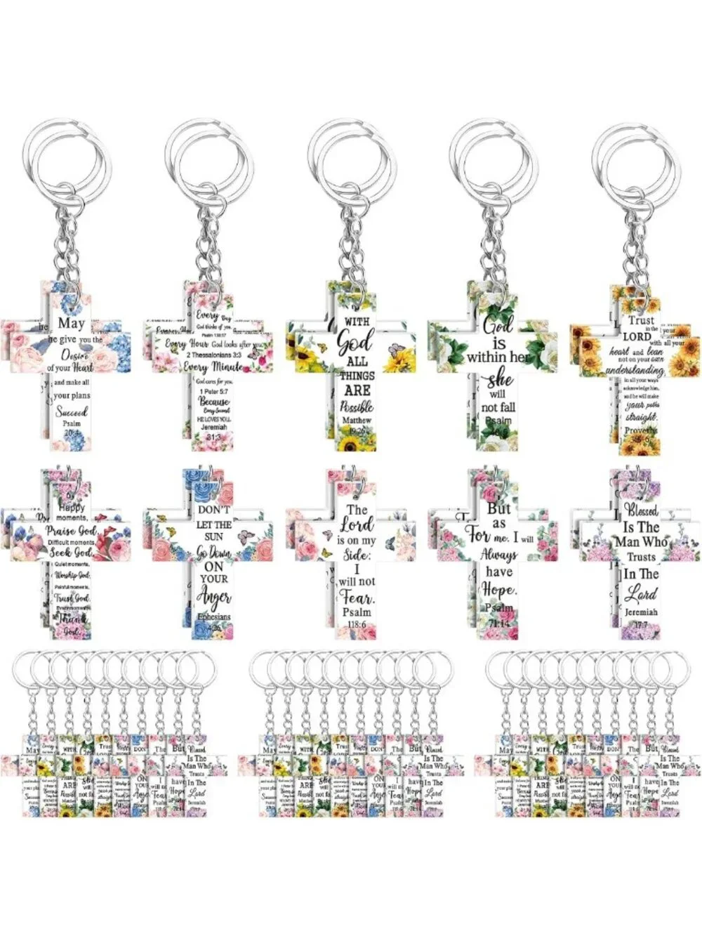 Mini Bible Verse Keychain Gifts - Inspirational Religious Accessories in Bulk